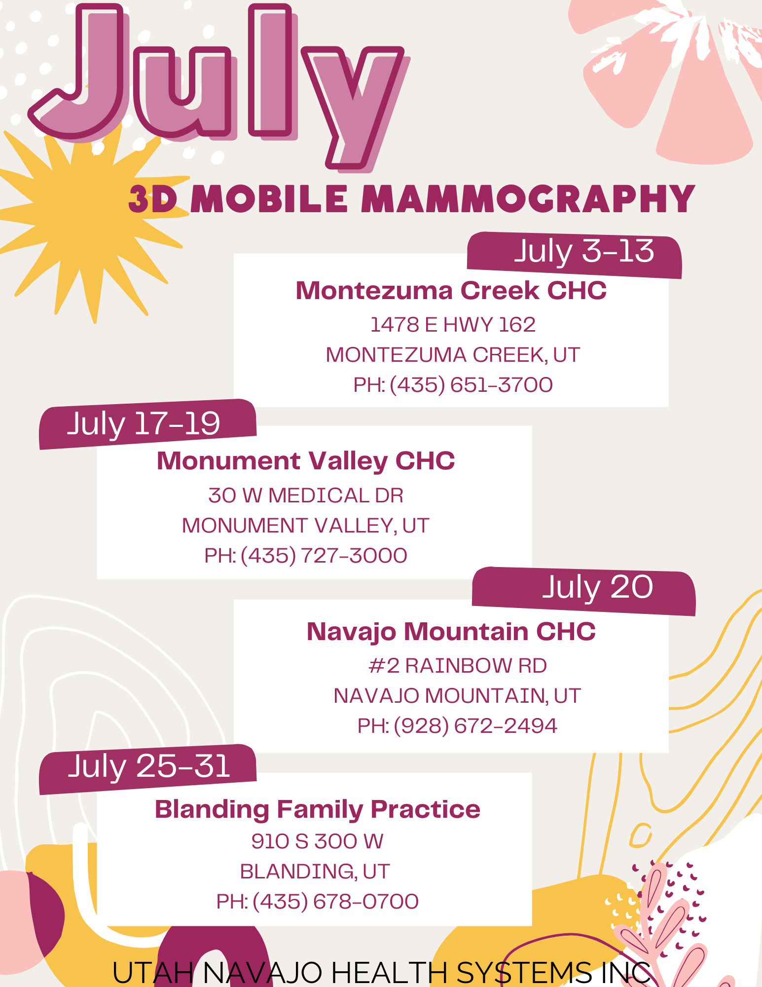 July 3D Mobile Mammo flier updated